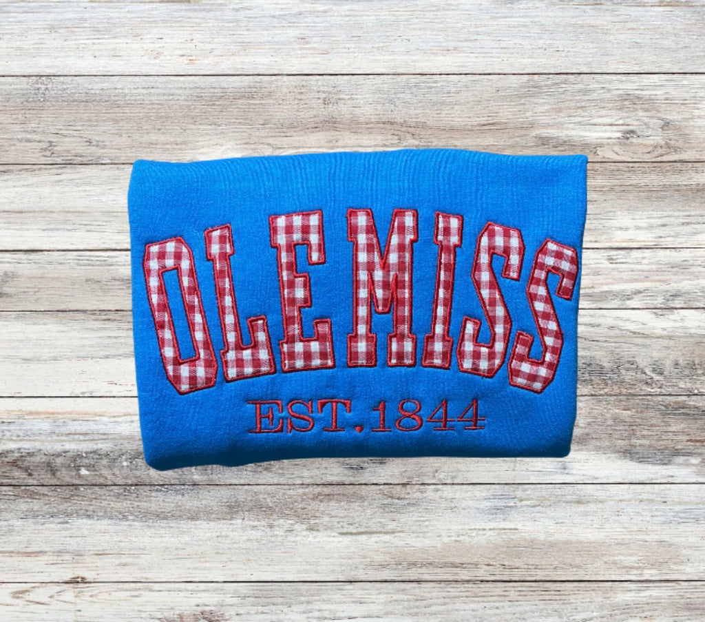 Rebels Gingham Applique Embroidered Sweatshirt